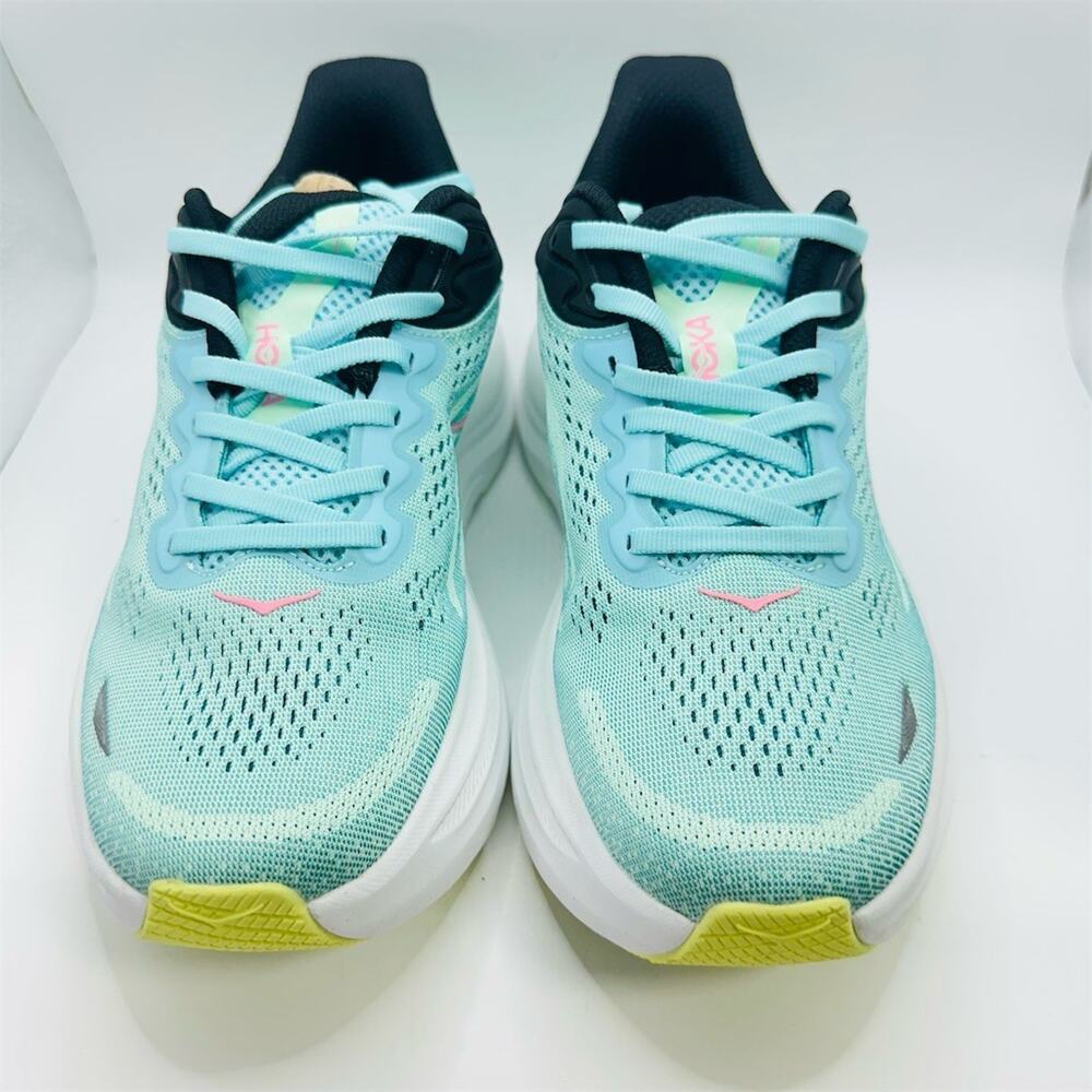 HOKA Bondi 9 Women's Running Shoes Sea Glass Green Pink Logo Size 8B - Picture 4 of 9